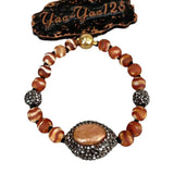 8'' Natural Brown Keshi Pearl & 8mm Round Brown Agate Bracelet