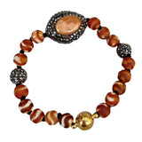 8'' Natural Brown Keshi Pearl & 8mm Round Brown Agate Bracelet