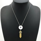 Hexagonal Column Quartz Crystal Snap Button Necklace Pendant