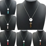 Hexagonal Column Quartz Crystal Snap Button Necklace Pendant