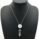 Hexagonal Column Quartz Crystal Snap Button Necklace Pendant