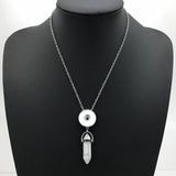 Hexagonal Column Quartz Crystal Snap Button Necklace Pendant