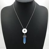 Hexagonal Column Quartz Crystal Snap Button Necklace Pendant