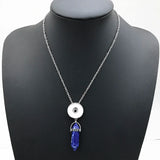 Hexagonal Column Quartz Crystal Snap Button Necklace Pendant