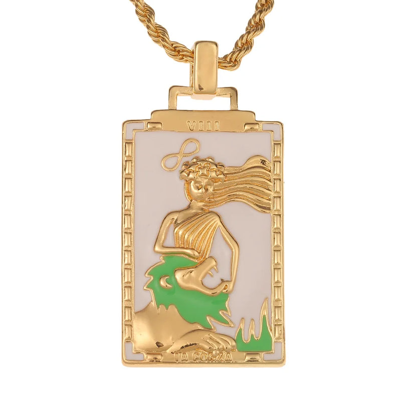 Y2K Gothic Tarot Card Charms Necklace Moon Sun Amulet Jewelry Gift