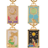Y2K Gothic Tarot Card Charms Necklace Moon Sun Amulet Jewelry Gift