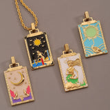 Y2K Gothic Tarot Card Charms Necklace Moon Sun Amulet Jewelry Gift