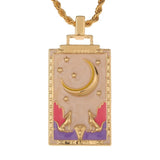 Y2K Gothic Tarot Card Charms Necklace Moon Sun Amulet Jewelry Gift