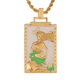 Y2K Gothic Tarot Card Charms Necklace Moon Sun Amulet Jewelry Gift