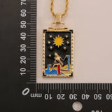 Y2K Gothic Tarot Card Charms Necklace Moon Sun Amulet Jewelry Gift