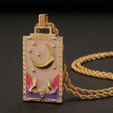 Y2K Gothic Tarot Card Charms Necklace Moon Sun Amulet Jewelry Gift