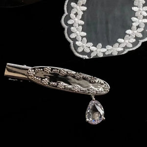 Y2K Metal Hairpin Charm Crystal Water Drop Pendant Hairwear Jewelry