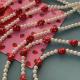 Y2K Accessories Pearl Ceramic Strawberry Choker Necklace for Women