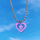 Y2K Pink Alien Pendant Necklace Harajuku Goth Egirl Jewelry
