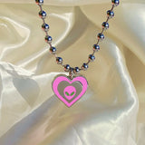 Y2K Pink Alien Pendant Necklace Harajuku Goth Egirl Jewelry