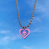 Y2K Pink Alien Pendant Necklace Harajuku Goth Egirl Jewelry