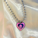 Y2K Pink Alien Pendant Necklace Harajuku Goth Egirl Jewelry