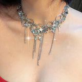Y2K Accessories Star Necklace Crystal Choker Punk Charm Cross Pendant