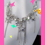 Y2K Accessories Star Necklace Crystal Choker Punk Charm Cross Pendant