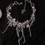 Y2K Accessories Star Necklace Crystal Choker Punk Charm Cross Pendant