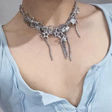 Y2K Accessories Star Necklace Crystal Choker Punk Charm Cross Pendant