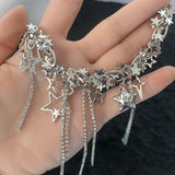 Y2K Accessories Star Necklace Crystal Choker Punk Charm Cross Pendant