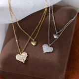 Y2K Accessory Layered Necklace 925 Silver Heart Pendant Woman Chain
