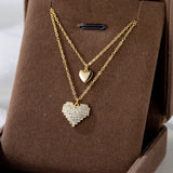 Y2K Accessory Layered Necklace 925 Silver Heart Pendant Woman Chain
