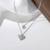 Y2K Accessory Layered Necklace 925 Silver Heart Pendant Woman Chain