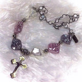 Irregular Pearl Cross Necklace Letter Pendant Egirl Jewelry