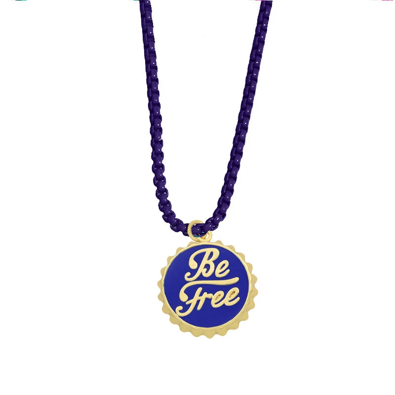 Y2K Beer Cap Necklace Enamel Pendant Choker Jewelry