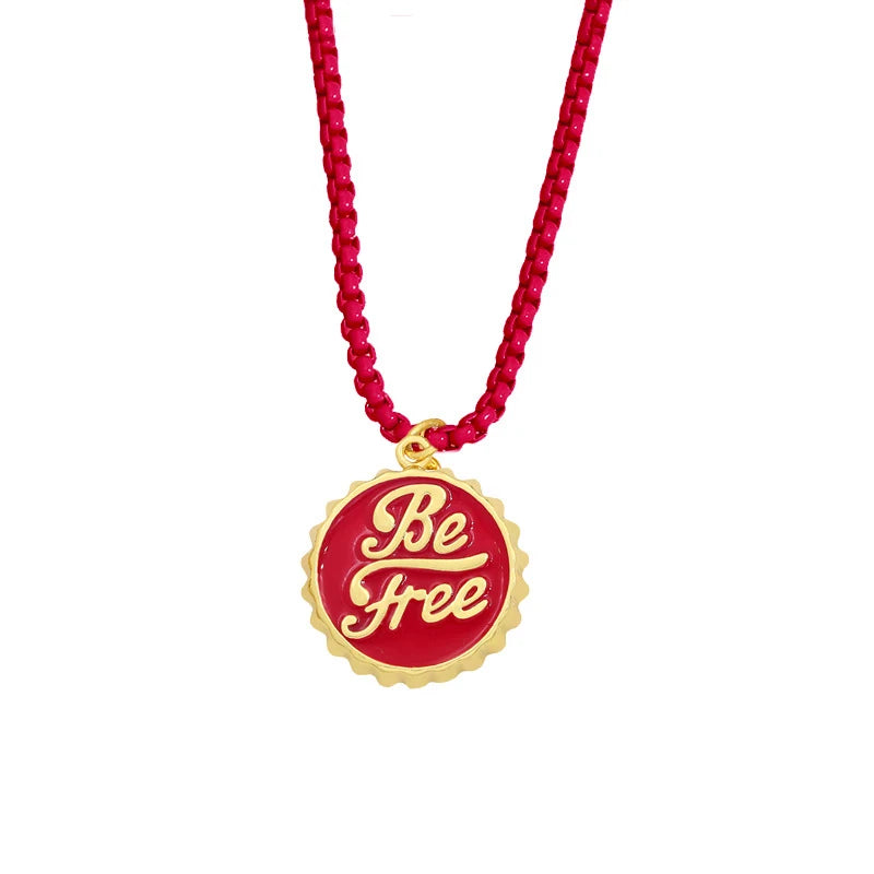 Y2K Beer Cap Necklace Enamel Pendant Choker Jewelry