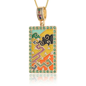 Y2K Sky Cloud Tarot Card Necklace Copper Pave Zirconia Necklaces
