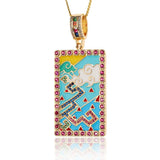 Y2K Sky Cloud Tarot Card Necklace Copper Pave Zirconia Necklaces