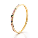 Boho Golden Love Heart Zircon Open Bracelet Bangle Enamel White/Blue/Black