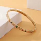 Boho Golden Love Heart Zircon Open Bracelet Bangle Enamel White/Blue/Black