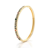 Boho Golden Love Heart Zircon Open Bracelet Bangle Enamel White/Blue/Black