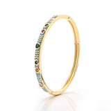 Boho Golden Love Heart Zircon Open Bracelet Bangle Enamel White/Blue/Black