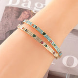 Boho Golden Love Heart Zircon Open Bracelet Bangle Enamel White/Blue/Black