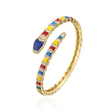 Y2K Boho Snake Shape Bangles Copper Plated Enamel Cuff Bracelet