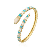 Y2K Boho Snake Shape Bangles Copper Plated Enamel Cuff Bracelet