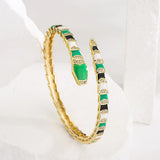 Y2K Boho Snake Shape Bangles Copper Plated Enamel Cuff Bracelet