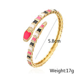 Y2K Boho Snake Shape Bangles Copper Plated Enamel Cuff Bracelet