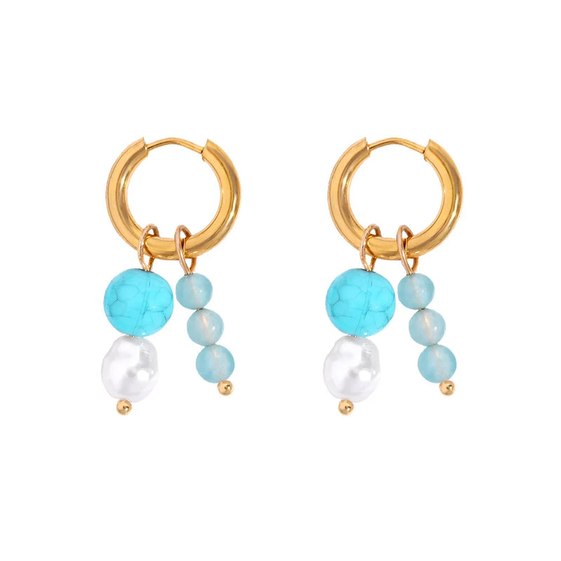Y2K Candy Asymmetry Pearl Beaded Hoop Earrings