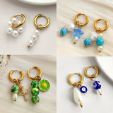Y2K Candy Asymmetry Pearl Beaded Hoop Earrings