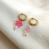 Y2K Candy Asymmetry Pearl Beaded Hoop Earrings