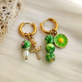 Y2K Candy Asymmetry Pearl Beaded Hoop Earrings