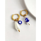 Y2K Candy Asymmetry Pearl Beaded Hoop Earrings