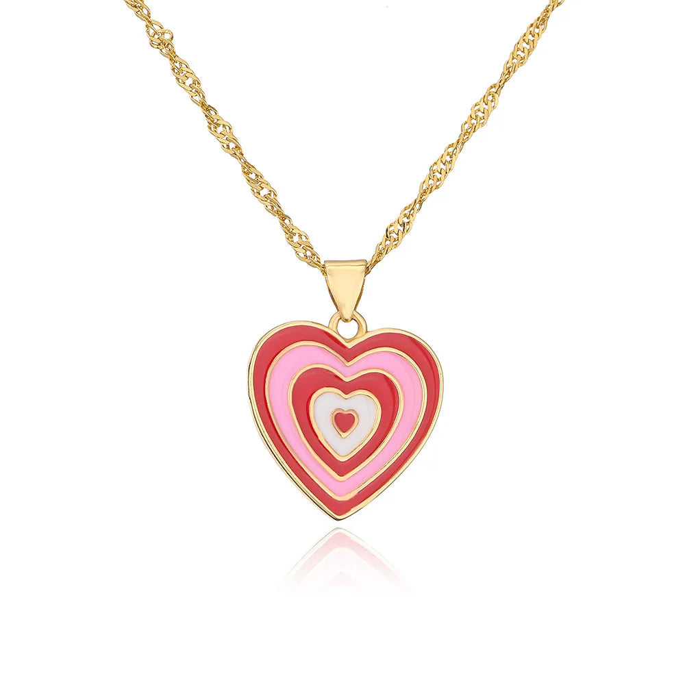 Y2K Candy Love Heart Pendant Necklace Choker Women Girls Children Fine Jewelry