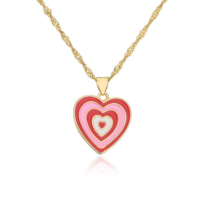 Y2K Candy Love Heart Pendant Necklace Choker Women Girls Children Fine Jewelry